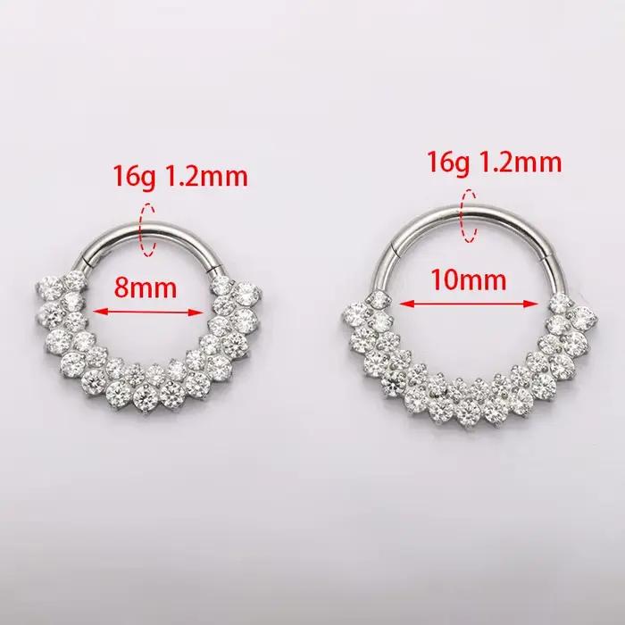 ASTM F136 titane Clicker Septum nez anneau Piercing CZ Daith boucle d'oreille cerceau avant face art
