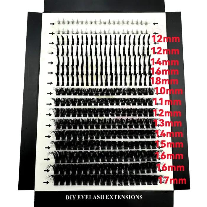 16 rangées de grappes de faux cils pointes et cils inférieurs bricolage Manga Cluster Extensions de