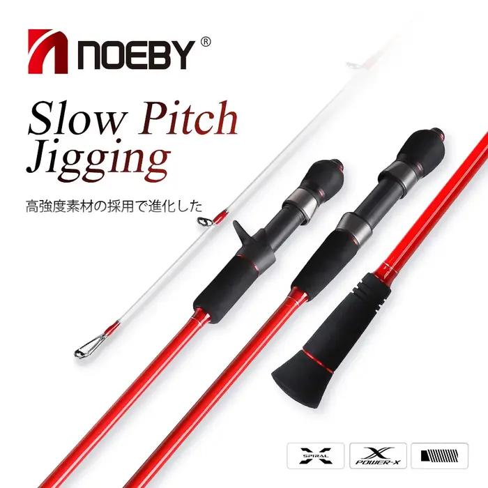 Noeby-Pêche à la turlutte lente en fibre de carbone, filature à 2 sections, adaptée à la pêche en ba