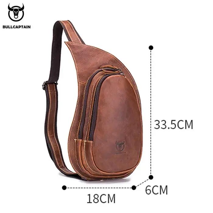 BULLCAPTAIN-Sac à Bandoulière en Cuir de Cheval pour Homme, Sacs de Poitrine en Cuir, Nouvelle Mode,