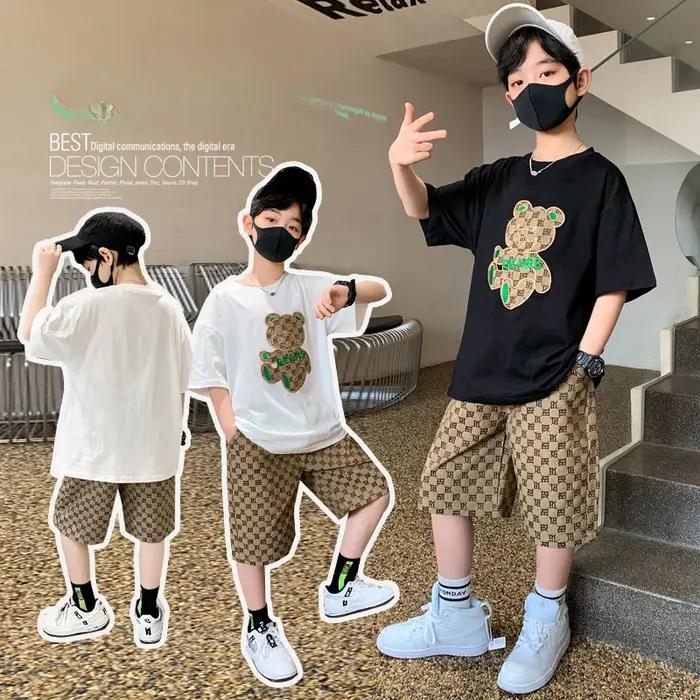 Ensemble de vêtements d'été pour adolescents, t-shirt et short ours de dessin animé pour enfants fil
