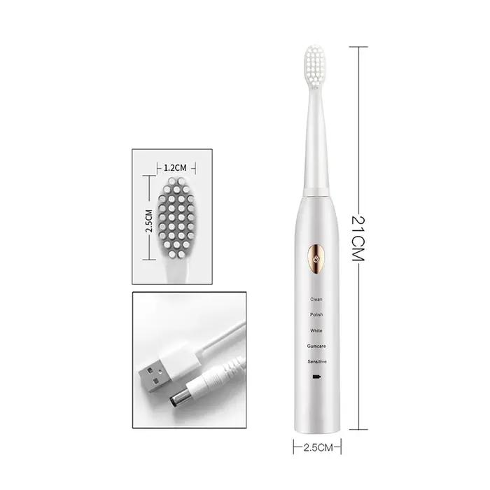 Brosse à dents électrique, Mode 5 vitesses, chargement USB, 4 couleurs, étanche IPX7, ultrasonique,