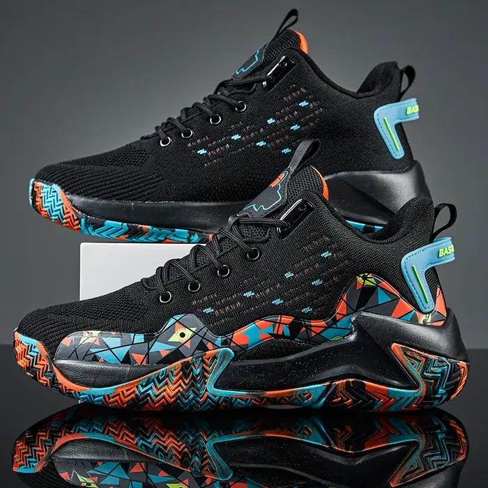 Chaussures de basket-ball en maille respirante et absorbant les chocs pour hommes, bottes de sport a