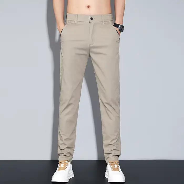 Pantalon Slim Décontracté de Haute Qualité pour Homme, Vêtement de Travail à Taille Moyenne, Broderi