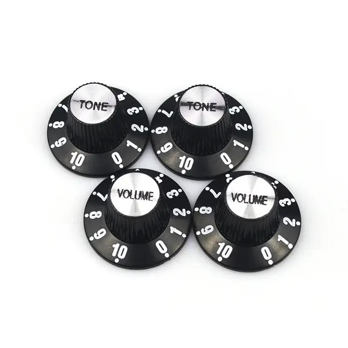 Boutons de contrôle de vitesse et de Volume de guitare en aluminium, cloche de chapeau haut-de-forme