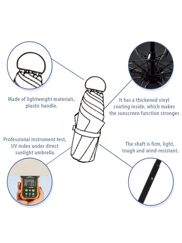 Parapluie à capsules Portable ultraléger et Compact, Protection UV, Mini parapluie à cinq volets