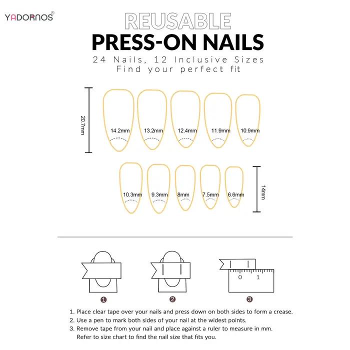 24 pièces brillant rouge oeil de chat presse sur ongles couverture complète couleur nue portable ama