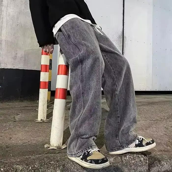 Jean ample pour hommes, Streetwear, Style coréen, mode, ample, droit, jambes larges, vêtements de ma