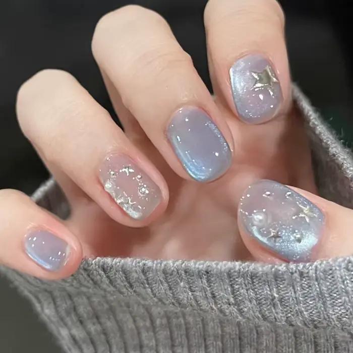 Faux ongles français détachables à pression courte