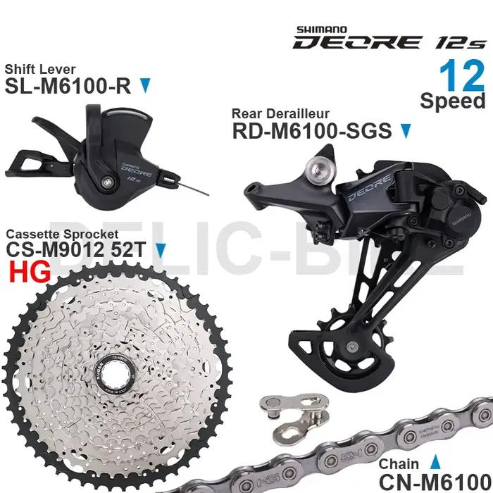 SHIMANO DEORE M6100 groupe 12 vitesses avec levier de vitesse droit chaîne de dérailleur arrière ori