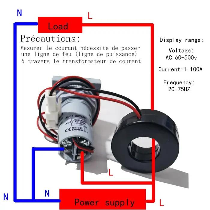 Voltmètre numérique Led AC 220