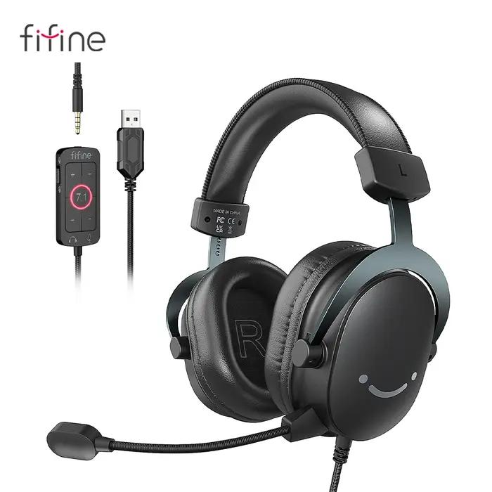 Casque FIFINE, prise Jack 3.5mm et casque USB avec son Surround 7.1/contral de volume/interrupteur m