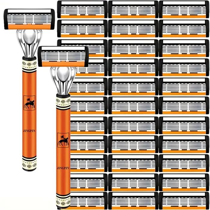 Ensemble de rasoir de sécurité à 6 couches pour hommes, rasoir tranchant en acier inoxydable de haut