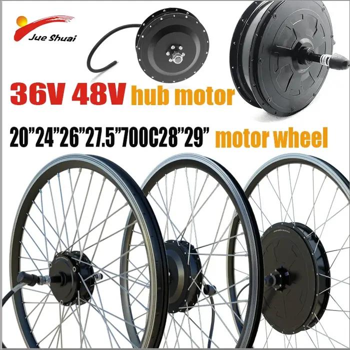 Moteur de moyeu de vélo électrique 36V 48V 250W 350W 500W 1500W 2000W 20 24 26 27.5 28 29 pouces 700C roue avant arrière pour cyclistes performances randonnées offrir cadeau