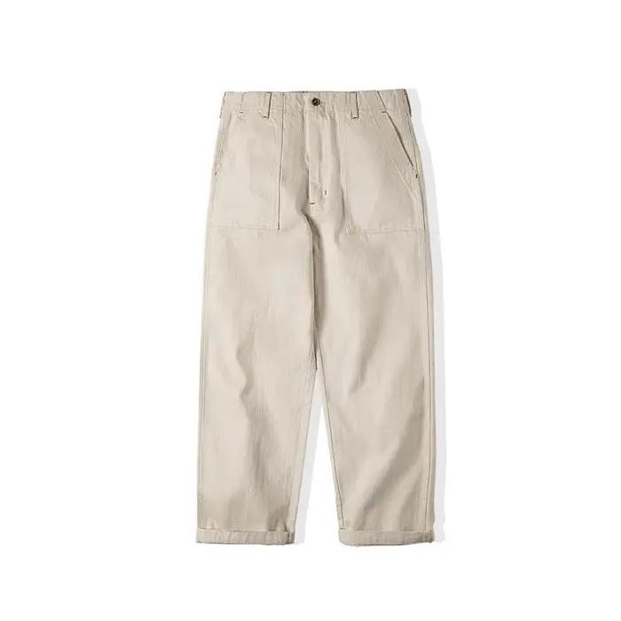 Maden Vintage 11,2 oz blanc coton coq jean décontracté coupe ample pantalon droit pour hommes printe