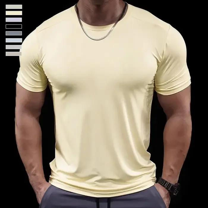 T-shirt à manches courtes pour homme, séchage rapide, haute élasticité, décontracté, course à pied,