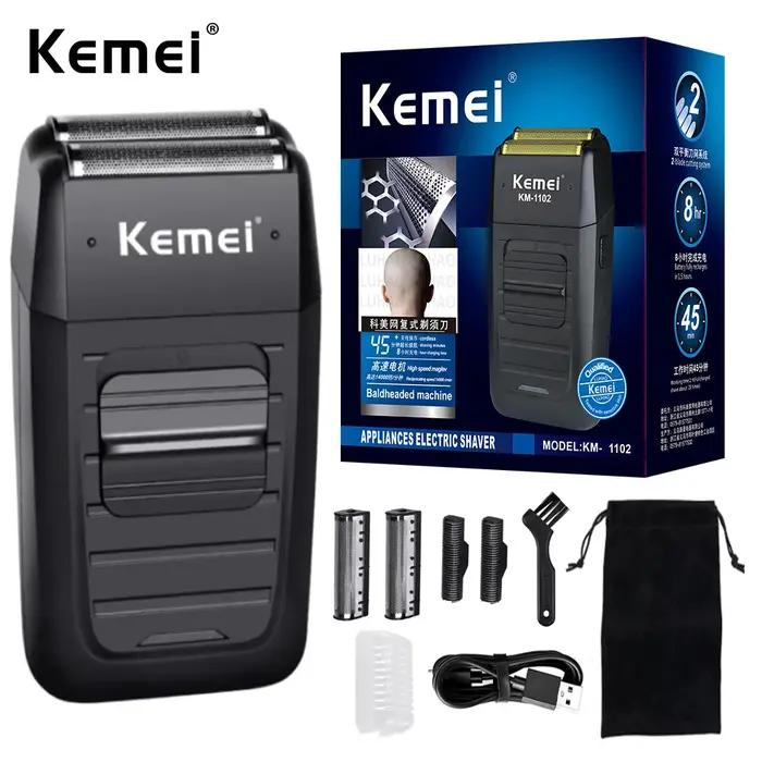 Kemei KM-1102 rasoir sans fil Rechargeable pour hommes double lame rasoir à barbe alternatif soins d