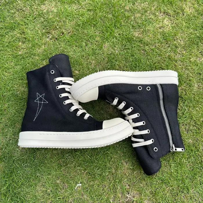Ro Design classique botte en toile noire chaussure haute hommes chaussures décontractées de luxe fermeture éclair femmes