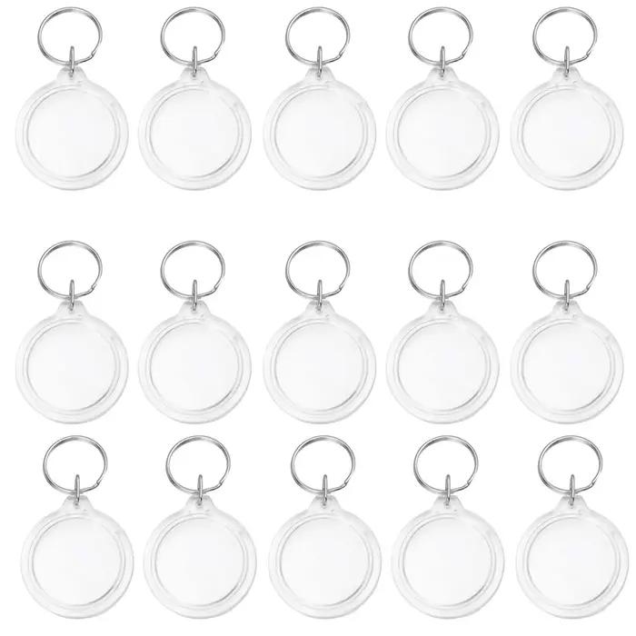 30 pièces cercle acrylique cadre Photo porte-clés Snap-In personnalisé insérer Photo acrylique Photo