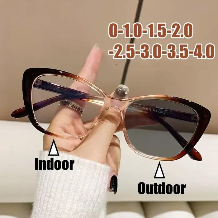 Lunettes de myopie photochromiques d'extérieur pour femmes, unisexe, Vintage, œil de chat, moins dio