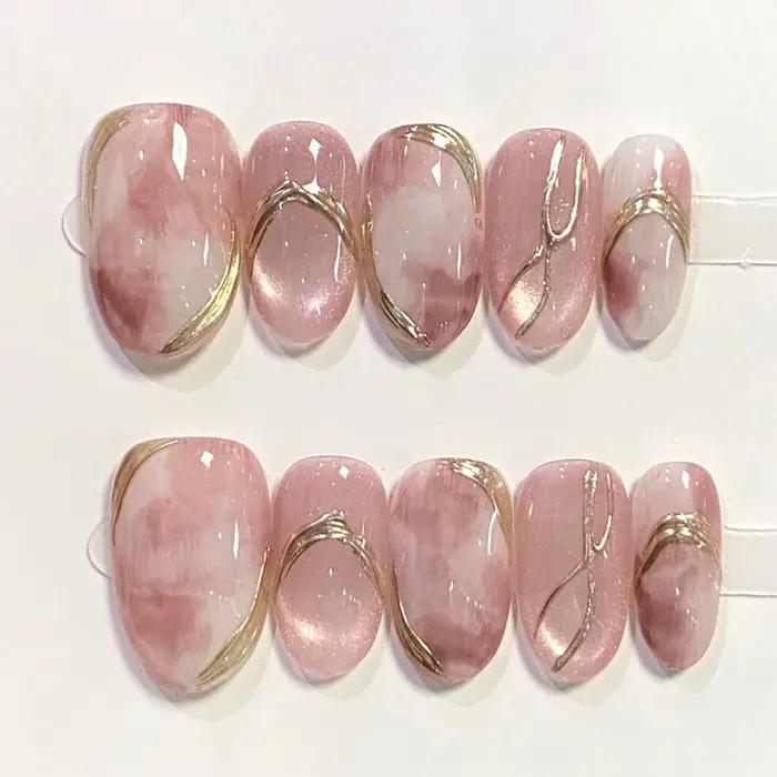 10 pièces blanc français rose coeur diamant manucure Art doux