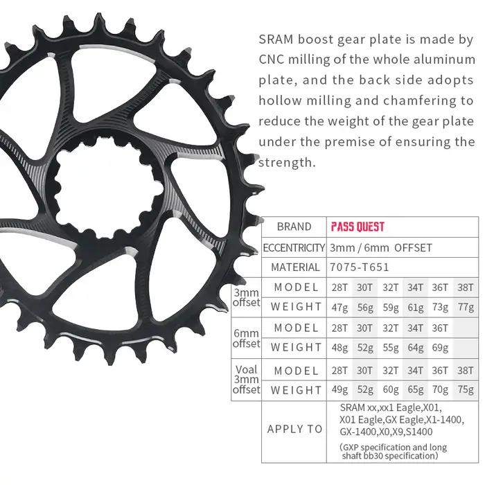 Plateau de pédalier SRAM Gx xx1 Eagle GXP, 6mm, argent, pour vtt rond, étroit et large, 28T, 30T, 32