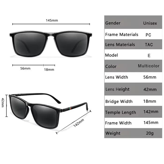 Lunettes de soleil carrées polarisées pour hommes et femmes, lunettes pour hommes, lunettes de pêche