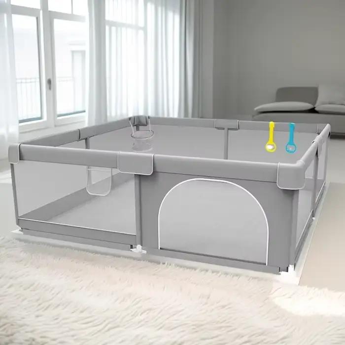 IMBABY Aire de jeux pour bébé 150x180 cm Parc pour bébé Boîte de clôture pour enfants grise avec par
