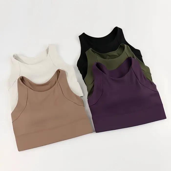 Hauts courts de sport Anti-choc pour femmes, haute résistance, coussinets intégrés, gilet de Yoga, F