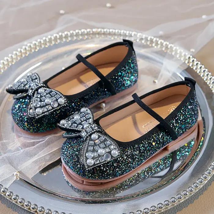 Mocassins enfant semelle souple danse fête princesse chaussures sirène violet paillettes Ballet chau