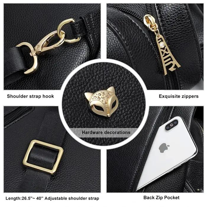 FOXER marque femmes Style sac à dos femme en cuir véritable + microfibre sac à dos fille sac d'école