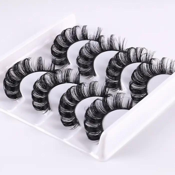 4 paires de cils à bande russe cils de vison moelleux faux cils 3D cils de Volume russe faux cils