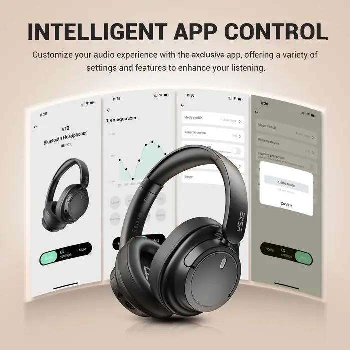 Oneodio EKSA V16 casque sans fil Bluetooth 5.3 sur l'oreille casque avec micro Mode basse/Pop hi-res