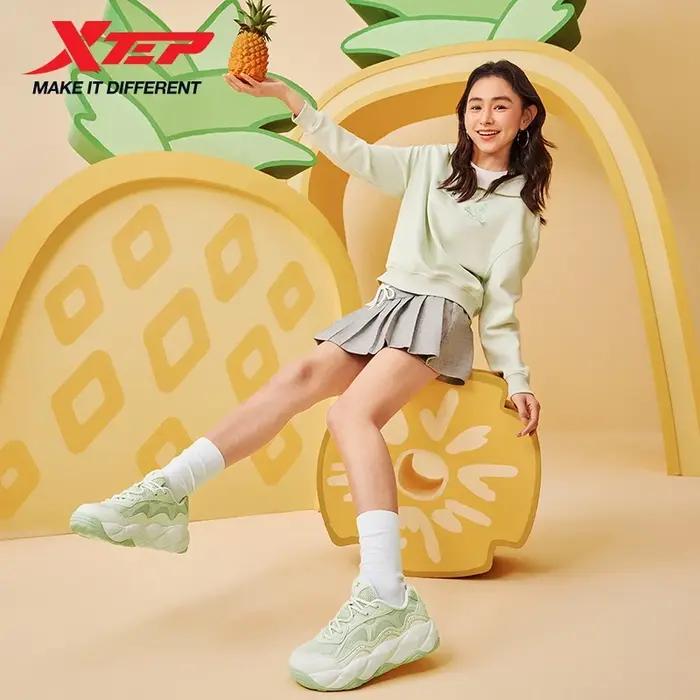 Xtep – baskets décontractées à plateforme en cuir et maille ananas pour femmes, chaussures de sport