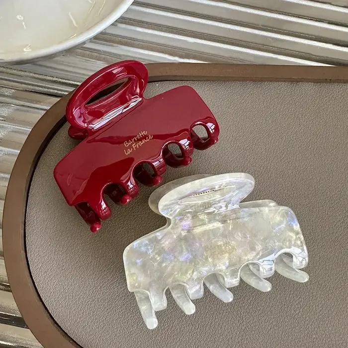 Pinces à cheveux rouges en acétate de 5.5cm de Long, pour filles et femmes, accessoires pour cheveux