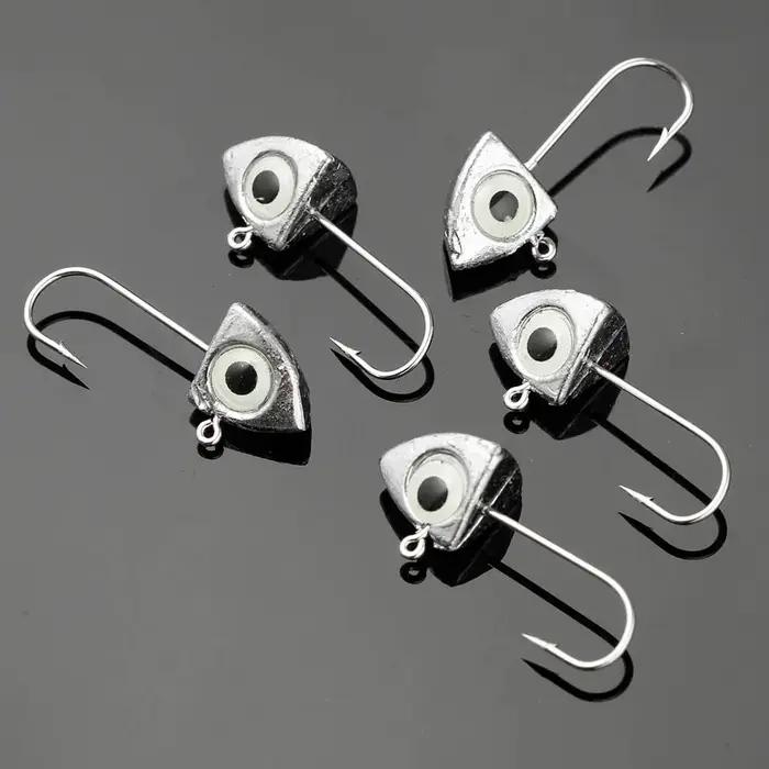 JOHNCOO 8 pièces lumineux 3D oeil gabarit tête crochets de pêche 2g 3g 4g 6g gabarit tête glace bar