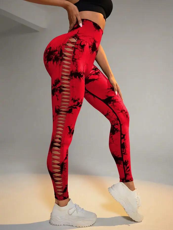 Leggings sans couture Tie Dye femme : yoga taille haute, effet fessier, maille latérale - confort absolu