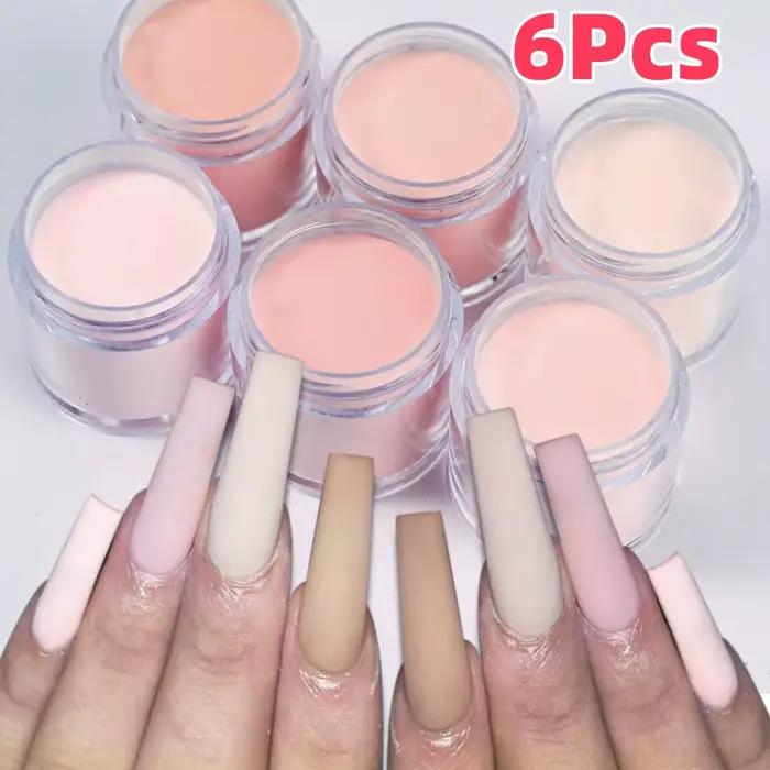 Filet de poudre acrylique pour Nail Art, 6 couleurs, chair/rose, 7g x 6 pots pour Extension d'ongles