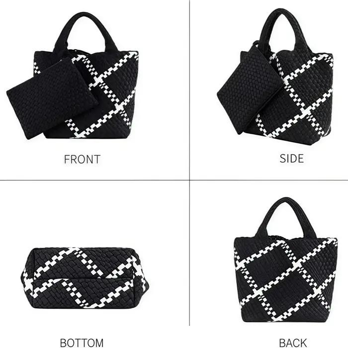 Sac tissé pour femmes, sac fourre-tout en néoprène, sac à main de plage d'été, sac à main rétro fait