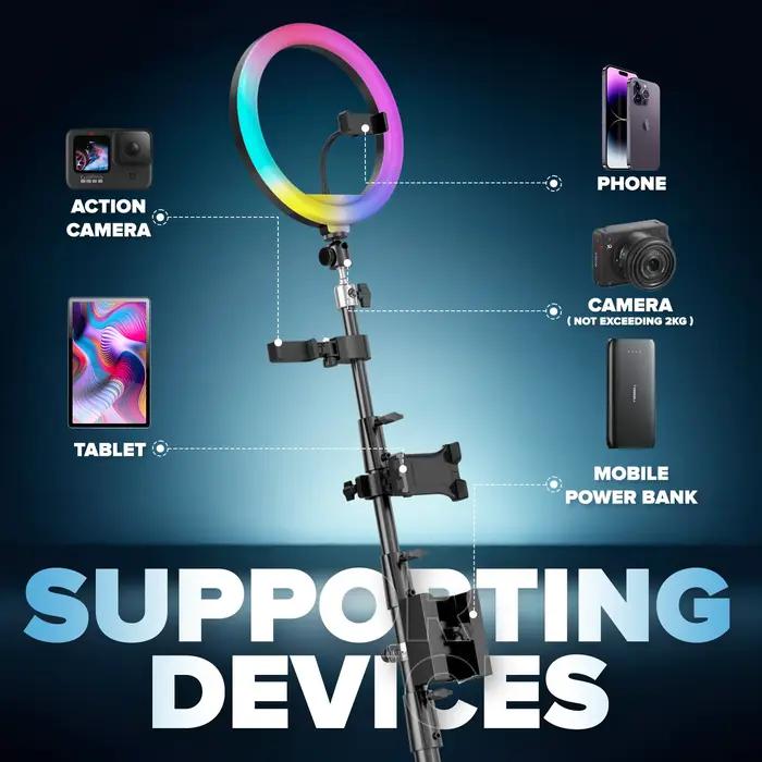 Plateforme rotative 360 pour cabine photo selfie avec anneau lumineux RGB pour location événementiel