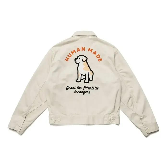 Haut à fermeture éclair avec lettres brodées de chien unisexe, veste fine rétro pour les activités q