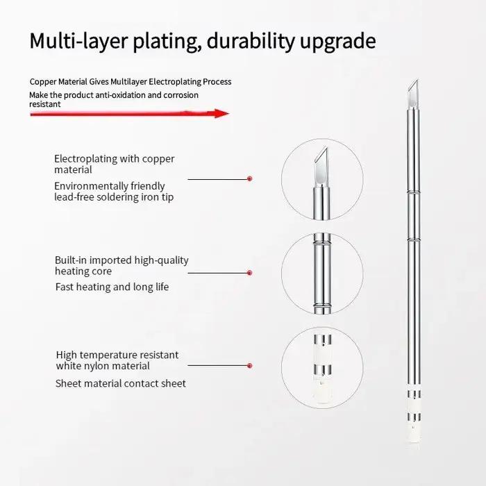 T12 pointes de fer à souder électrique en cuivre T12-K B2 BC1 ILS BCF2 D16 KF pour Hakko fx951 brico