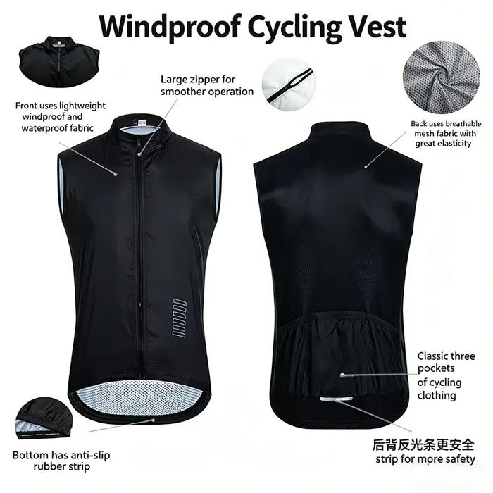 Gilet de cyclisme AERO VELO coupe-vent imperméable pour la course à pied 2026 – Maillot de cyclisme sans manches pour homme – Gilets d'été pour hommes