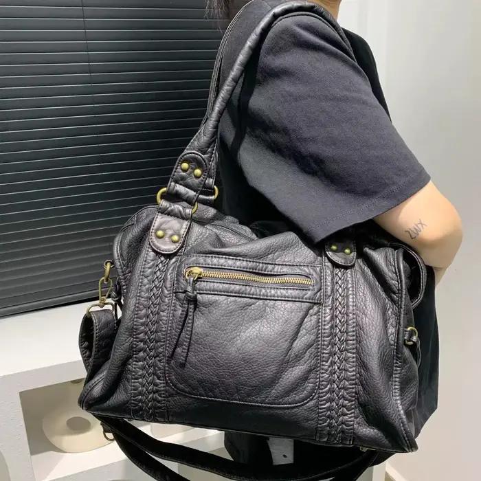 Y2K – sac à bandoulière asymétrique épaule dénudée pour fille épicée, sac de moto Vintage en cuir so