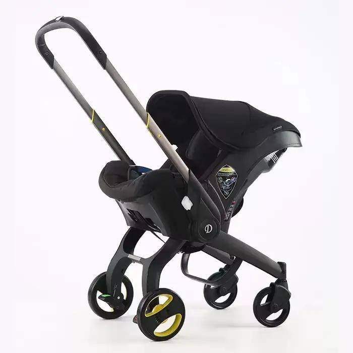Système de poussette et siège auto 2 en 1 avec design pliable pour nouveau-nés, léger, compact et sû
