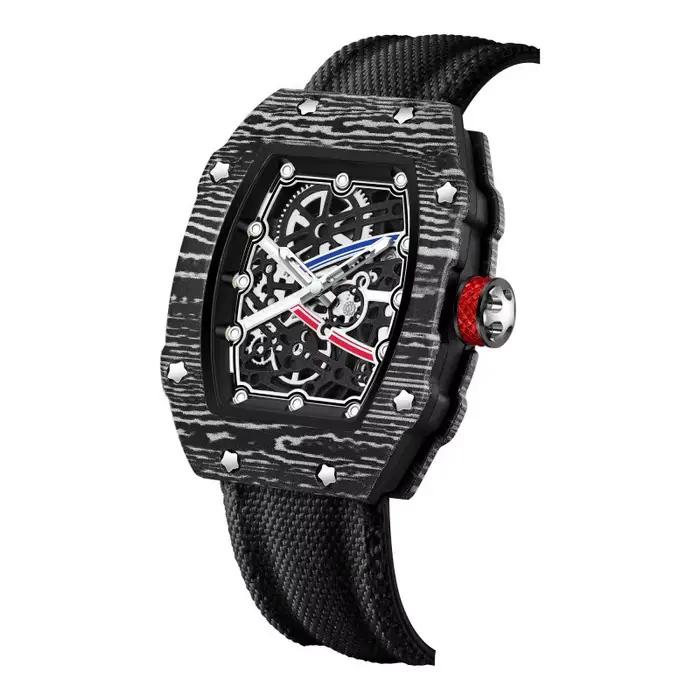 Nouvelle montre à quartz tendance ultra-fine en forme de tonneau de vin avec bracelet en nylon, élég