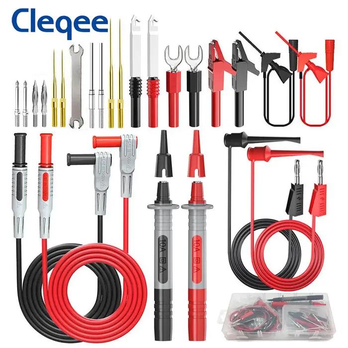 Cleqee P1308D Kit de fils de Test multimètre multifonctionnel en Silicone avec aiguilles tranchantes