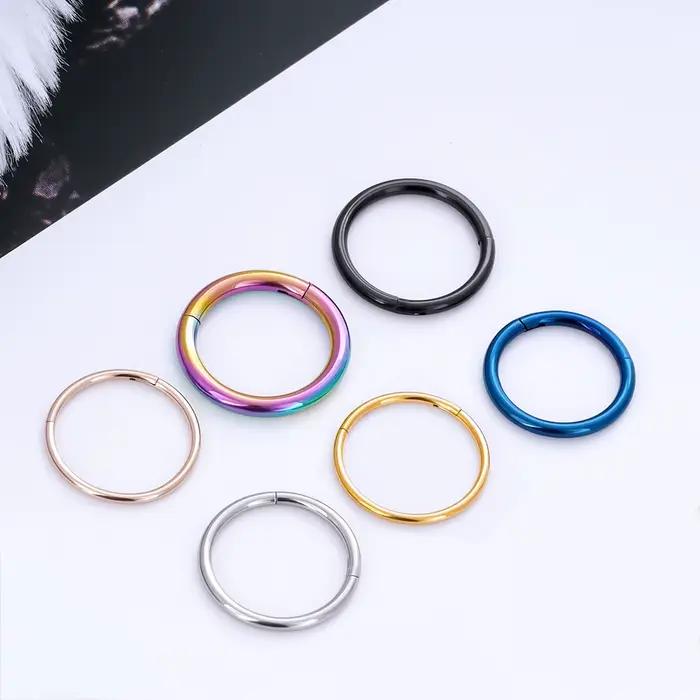 Lot de 10/50 pièces en gros – Boucles d'oreilles rondes en titane G23, anneaux de nez, clickers de s