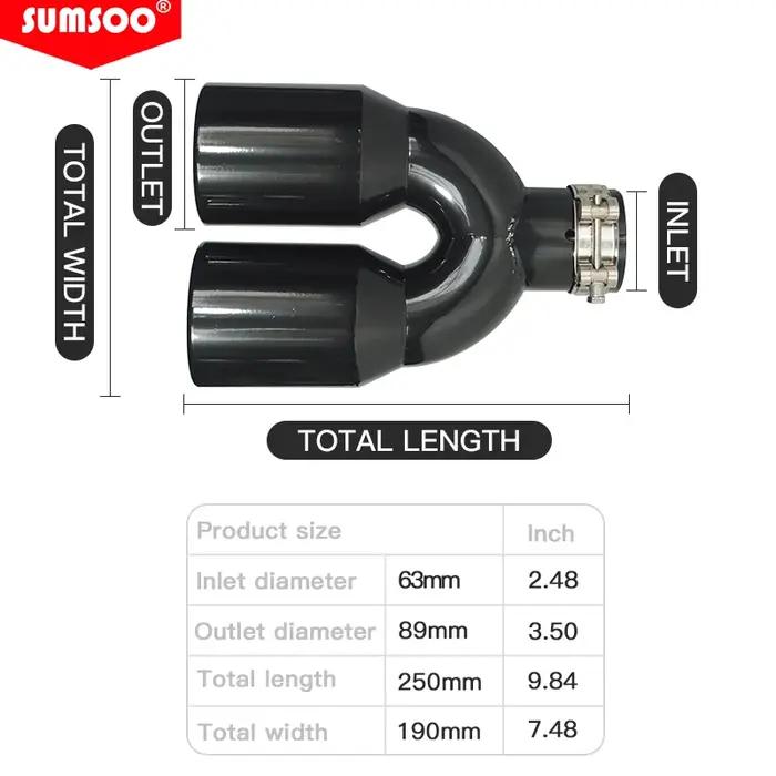Véritable SUMSOO 1 pièces universel Double pointe d'échappement arrière tuyau d'échappement en acier