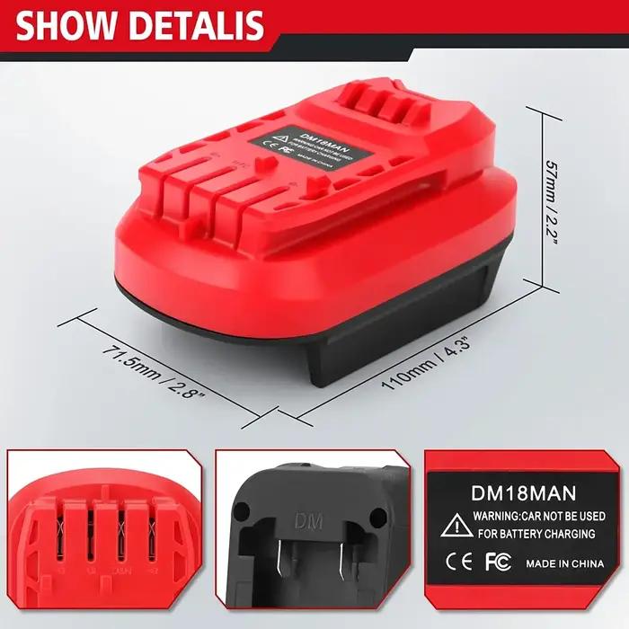 Adaptateur de batterie pour outils d'artisan 20V pour DeWalt 20V et pour batterie Li-on Milwaukee 18